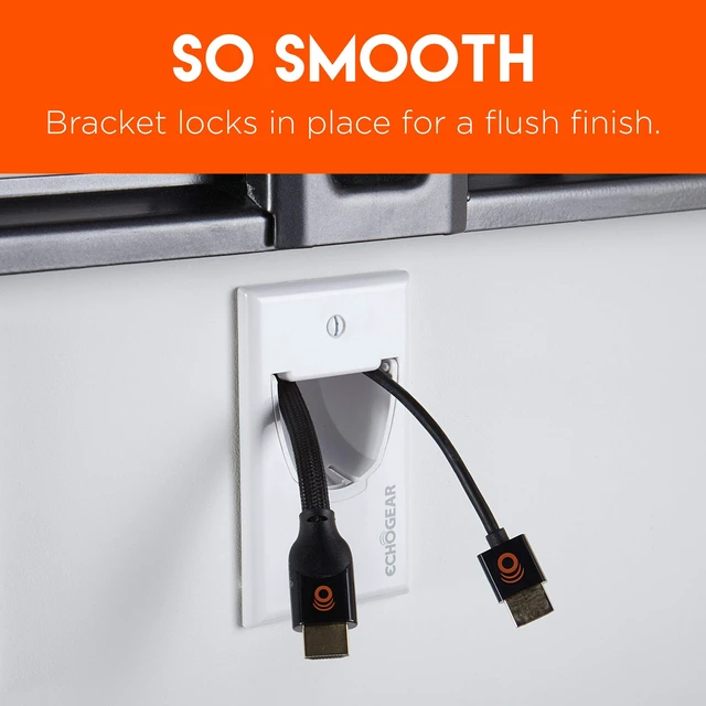 Alt view image 4 of 7 - White in Wall Cable Hider - 2 Pack Single Gang Pass Through Pair with Drywall Brackets Included - Manage & Conceal 8 Low Voltage Cords - Quick Install with Cutting Template