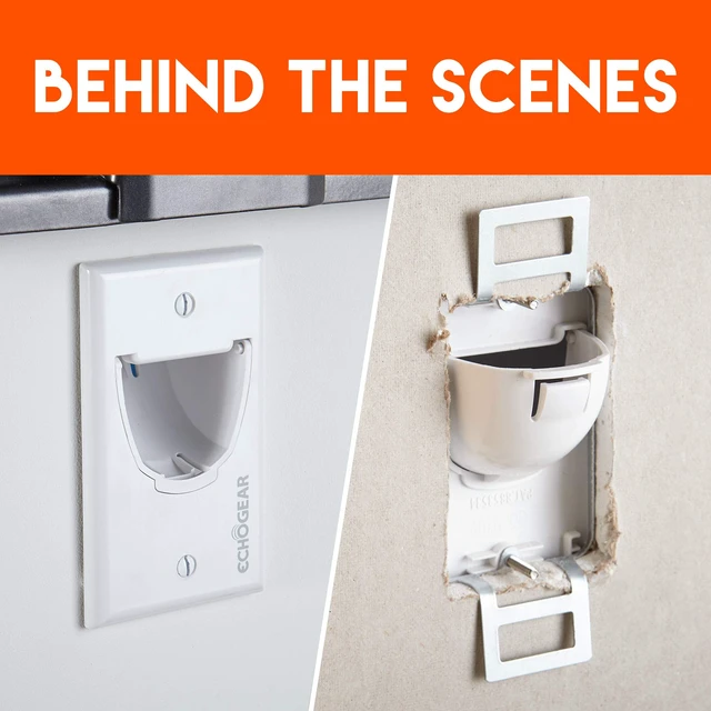 Alt view image 5 of 7 - White in Wall Cable Hider - 2 Pack Single Gang Pass Through Pair with Drywall Brackets Included - Manage & Conceal 8 Low Voltage Cords - Quick Install with Cutting Template