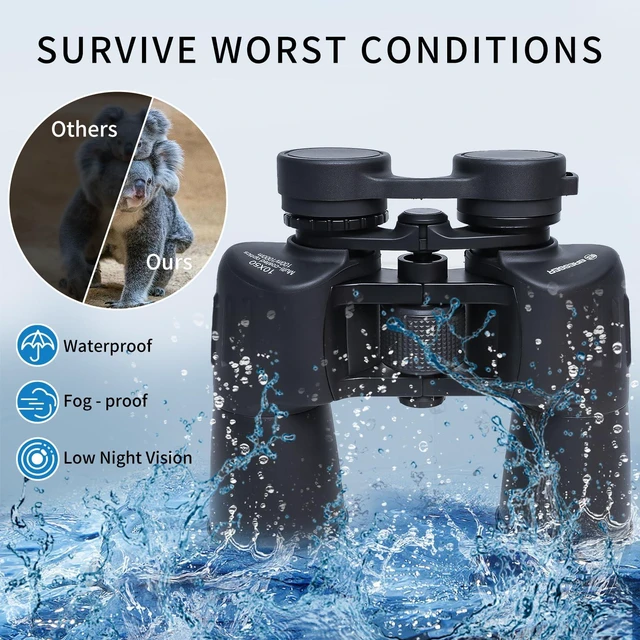 Alt view image 5 of 7 - 20x50 Binoculars for Adults High Powered with HD Optical System, Non-Slip Grip, Waterproof, Shockproof, Low Light Vision for Bird Watching Hunting Football Games Travel Stargazing Cruise
