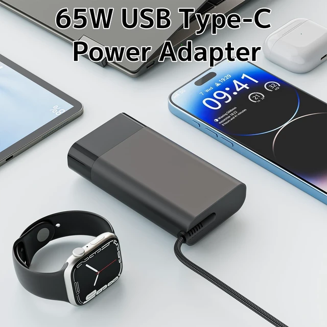 Alt view image 7 of 7 - 65W USB C Charger Fit for HP Envy EliteBook Spectre ProBook Laptop Adapter Fast Charging Cord Type C, GaN New Slim, 10ft Braided Power AC Adapter, Travel, Protable, EliteBook, Pavilion, Elite, ProBook
