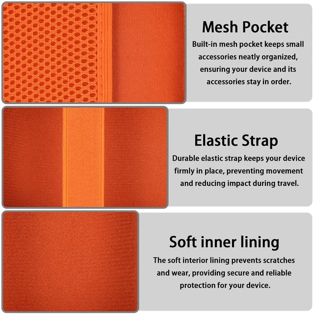 Alt view image 4 of 7 - Hard Carrying Case for JBL Go 5 Ultra Portable Speaker, Orange Travel Case with Carabiner & Hand Strap, Shockproof Portable Storage Bag, Hard EVA Shell with Soft Velvet Lining, Case Only