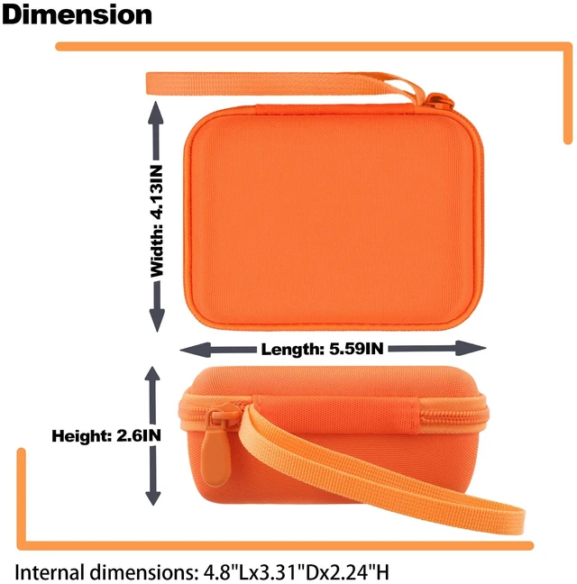 Alt view image 6 of 7 - Hard Carrying Case for JBL Go 5 Ultra Portable Speaker, Orange Travel Case with Carabiner & Hand Strap, Shockproof Portable Storage Bag, Hard EVA Shell with Soft Velvet Lining, Case Only