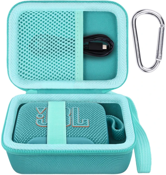 Main image of Hard Carrying Case for JBL Go 5 Ultra Portable Speaker,Mint Green Travel Case with Carabiner & Hand Strap, Shockproof Portable Storage Bag, Hard EVA Shell with Soft Velvet Lining, Case Only