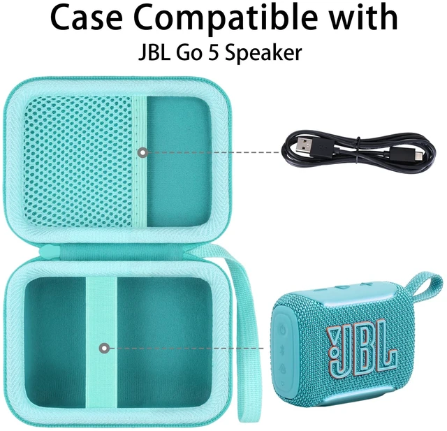 Alt view image 2 of 7 - Hard Carrying Case for JBL Go 5 Ultra Portable Speaker,Mint Green Travel Case with Carabiner & Hand Strap, Shockproof Portable Storage Bag, Hard EVA Shell with Soft Velvet Lining, Case Only