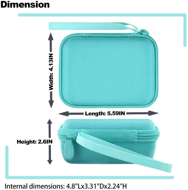 Alt view image 6 of 7 - Hard Carrying Case for JBL Go 5 Ultra Portable Speaker,Mint Green Travel Case with Carabiner & Hand Strap, Shockproof Portable Storage Bag, Hard EVA Shell with Soft Velvet Lining, Case Only