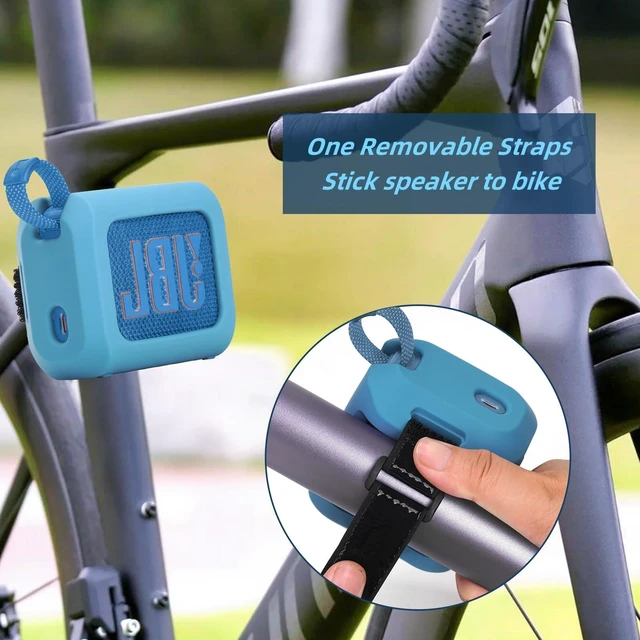 Alt view image 3 of 7 - Silicone Case for JBL Go 4 Ultra Portable Bluetooth Speaker, with Removable Strap Attach to Bike Golf Cart Boat (Blue)