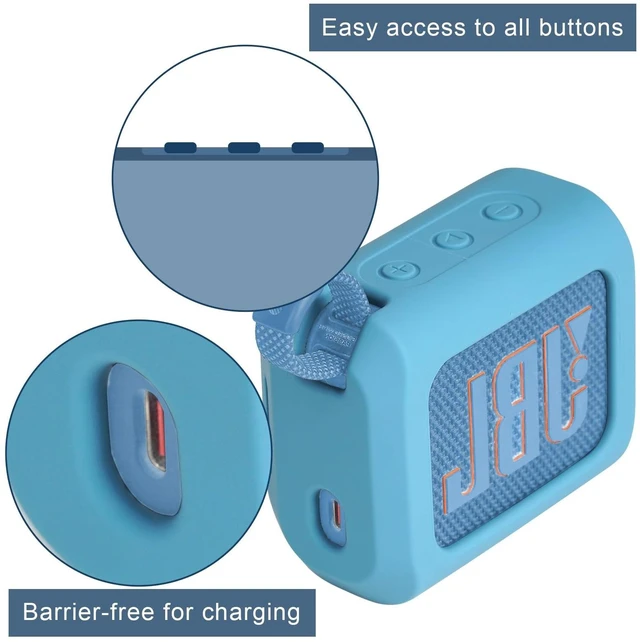 Alt view image 5 of 7 - Silicone Case for JBL Go 4 Ultra Portable Bluetooth Speaker, with Removable Strap Attach to Bike Golf Cart Boat (Blue)