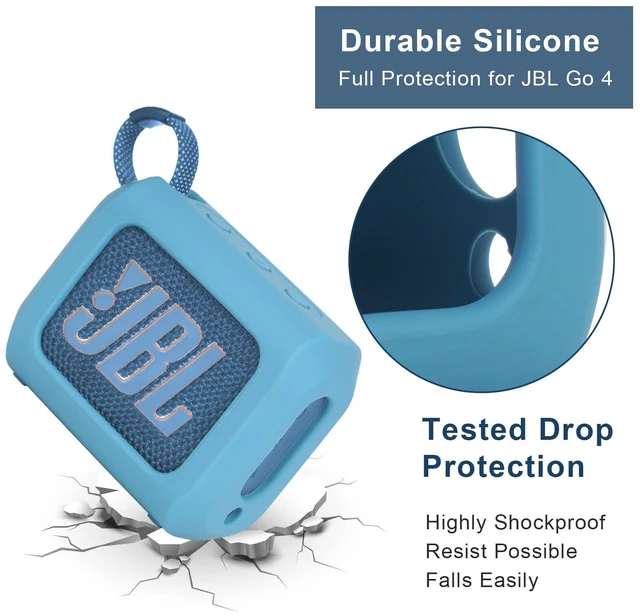 Alt view image 7 of 7 - Silicone Case for JBL Go 4 Ultra Portable Bluetooth Speaker, with Removable Strap Attach to Bike Golf Cart Boat (Blue)