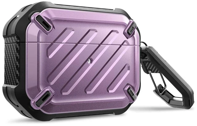 Main image of Unicorn Beetle Pro Series Case Designed for Airpods Pro, Full-Body Rugged Protective Case with Carabiner for Apple Airpods Pro (Purple)