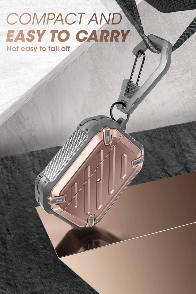 Alt view image 4 of 6 - Unicorn Beetle Pro Series Case Designed for Airpods Pro, Full-Body Rugged Protective Case with Carabiner for Apple Airpods Pro (Rosegold)