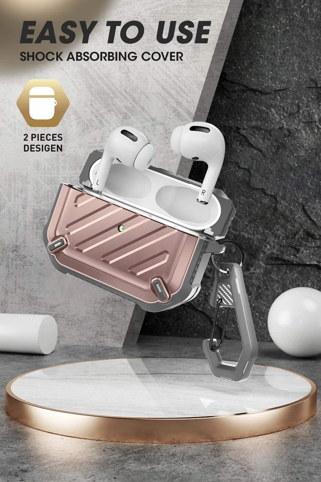 Alt view image 3 of 6 - Unicorn Beetle Pro Series Case Designed for Airpods Pro, Full-Body Rugged Protective Case with Carabiner for Apple Airpods Pro (Rosegold)