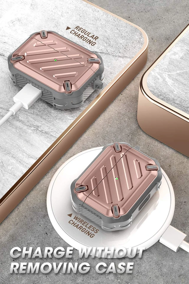 Alt view image 6 of 6 - Unicorn Beetle Pro Series Case Designed for Airpods Pro, Full-Body Rugged Protective Case with Carabiner for Apple Airpods Pro (Rosegold)