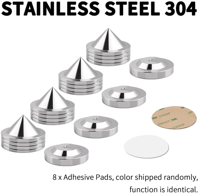 Alt view image 2 of 5 - Isolation Feet 304 Stainless Steel with Adhesives 4-Pack Medium Isolation Pads, Turntable & Subwoofer Feet for Speakers, Subwoofer, Turntable, Amplifiers, Audio