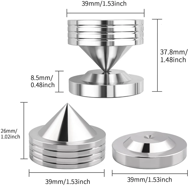 Alt view image 3 of 5 - Isolation Feet 304 Stainless Steel with Adhesives 4-Pack Medium Isolation Pads, Turntable & Subwoofer Feet for Speakers, Subwoofer, Turntable, Amplifiers, Audio
