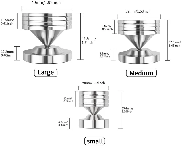 Alt view image 5 of 5 - Isolation Feet 304 Stainless Steel with Adhesives 4-Pack Medium Isolation Pads, Turntable & Subwoofer Feet for Speakers, Subwoofer, Turntable, Amplifiers, Audio