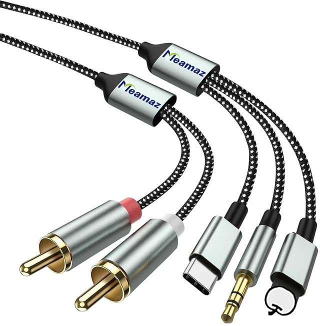Main image of 3in1 USBC L ightning to RCA Audio Cable for Home Theater Car Speaker MFi Certification, RCA to L ightning and USB C, RCA to 3.5mm Cables, DAC Chip(Compatible with iPhone)
