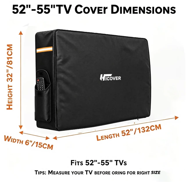 Alt view image 2 of 7 - Outdoor Waterproof TV Cover 1200D Oxford,For Outside Screen 52-55 inch TV Rollable front with zippers outdoor TV Weatherproof cover with Remote Pocket,designed for outdoor use TV cover