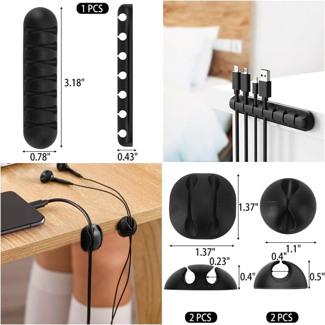 Alt view image 2 of 7 - 604 Pcs Cable Management Kit, 4 Cord Organizer Sleeve, 7 Cable Holder, 38 Adhesive Cord Clips, 40 Pcs+5 Roll Cable Organizer Straps 200 Cable Ties 300 Cable Wire Clips for PC TV Under Desk