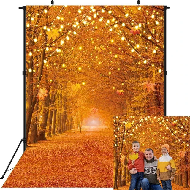 Main image of Fall Photography Backdrop Autumn Maple Leaves Forest Pumpkin Banner 6x8ft Fall Natural Scenery Landscape Background, Thanksgiving Day Farm Harvest Event Party Decorations Banner Booth Props