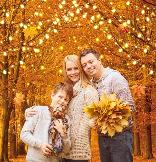 Alt view image 2 of 7 - Fall Photography Backdrop Autumn Maple Leaves Forest Pumpkin Banner 6x8ft Fall Natural Scenery Landscape Background, Thanksgiving Day Farm Harvest Event Party Decorations Banner Booth Props