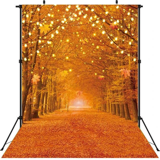 Alt view image 4 of 7 - Fall Photography Backdrop Autumn Maple Leaves Forest Pumpkin Banner 6x8ft Fall Natural Scenery Landscape Background, Thanksgiving Day Farm Harvest Event Party Decorations Banner Booth Props