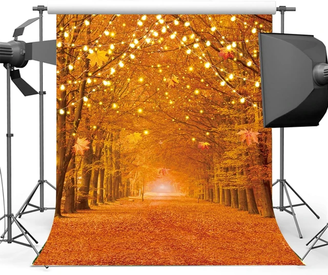 Alt view image 5 of 7 - Fall Photography Backdrop Autumn Maple Leaves Forest Pumpkin Banner 6x8ft Fall Natural Scenery Landscape Background, Thanksgiving Day Farm Harvest Event Party Decorations Banner Booth Props