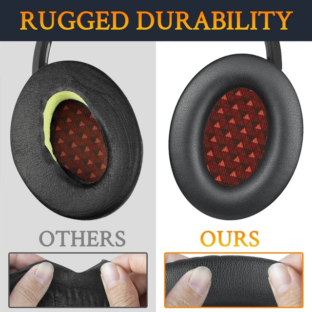 Alt view image 6 of 7 - Earpads Replacement for Bose AE2, AE2w, AE2i/SoundLink & SoundTrue Around-Ear AE Generation 1.0 Headphones, Protein Leather Ear Pads Cushions - Black(Black&Red Scrims)