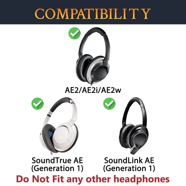 Alt view image 2 of 7 - Earpads Replacement for Bose AE2, AE2w, AE2i/SoundLink & SoundTrue Around-Ear AE Generation 1.0 Headphones, Protein Leather Ear Pads Cushions - Silver(Blue&White Scrims)