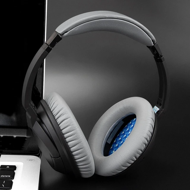Alt view image 4 of 7 - Earpads Replacement for Bose AE2, AE2w, AE2i/SoundLink & SoundTrue Around-Ear AE Generation 1.0 Headphones, Protein Leather Ear Pads Cushions - Silver(Blue&White Scrims)