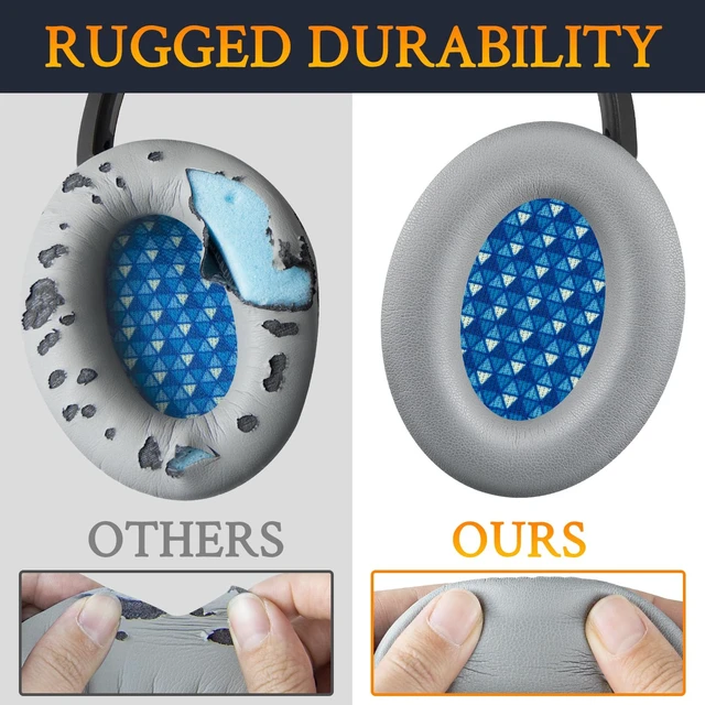 Alt view image 6 of 7 - Earpads Replacement for Bose AE2, AE2w, AE2i/SoundLink & SoundTrue Around-Ear AE Generation 1.0 Headphones, Protein Leather Ear Pads Cushions - Silver(Blue&White Scrims)