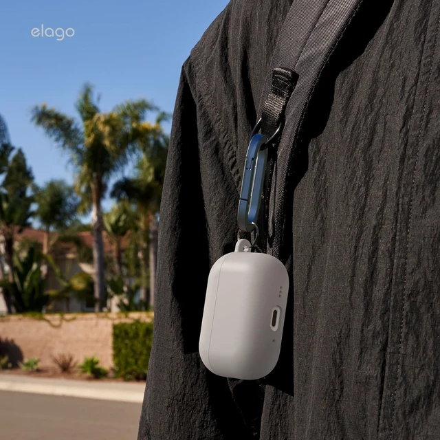 Alt view image 6 of 7 - Liquid Hybrid Case for AirPods Pro 3 Triple Layer Protection, Carabiner Included, Wireless Charging, Shock Resistant (Stone)