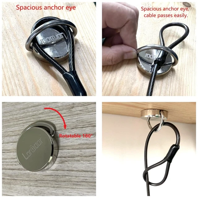 Alt view image 4 of 5 - Stainless Steel Security Anchor Base Plate,Desk Mount Anchor D Ring Hooks for Laptop Cable Locks (1 Pack)
