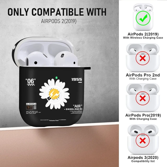 Alt view image 7 of 7 - for Airpods 2nd Generation Case, Cute Cool Chrysanthemum Pattern Protective TPU Soft Cases for Airpods Case 2nd/1st Gen, Shockproof for Airpods Case Men Women with Lanyard & Keychain
