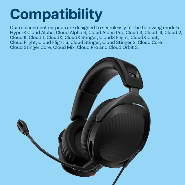 Alt view image 4 of 5 - Ear Pads Replacement for HyperX Cloud Stinger/Cloud Flight/CloudX/Cloud II/Cloud III/Cloud Alpha/Cloud Core/Mix Headsets by - Memory Foam and Protein PU Ear Pad Cushions Black