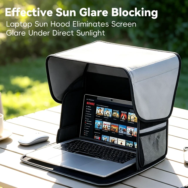 Alt view image 2 of 7 - Portable Laptop Sunshade 13-16 Inch, UV & Heat Protection UV-resistant and waterproof material, easy to carry, suitable for various use scenarios, (light gray)