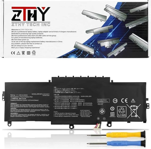 Main image of 50Wh C31N1811 Laptop Battery Replacement for Asus ZenBook 14 UX433F UX433FA UX433FN RX433F RX433FA RX433FN BX433F BX433FN U4300F U4300FA U4300FN Deluxe13 Deluxe14 UX433FN-A6145T C31POJ5 C31PNJ5 11.55V