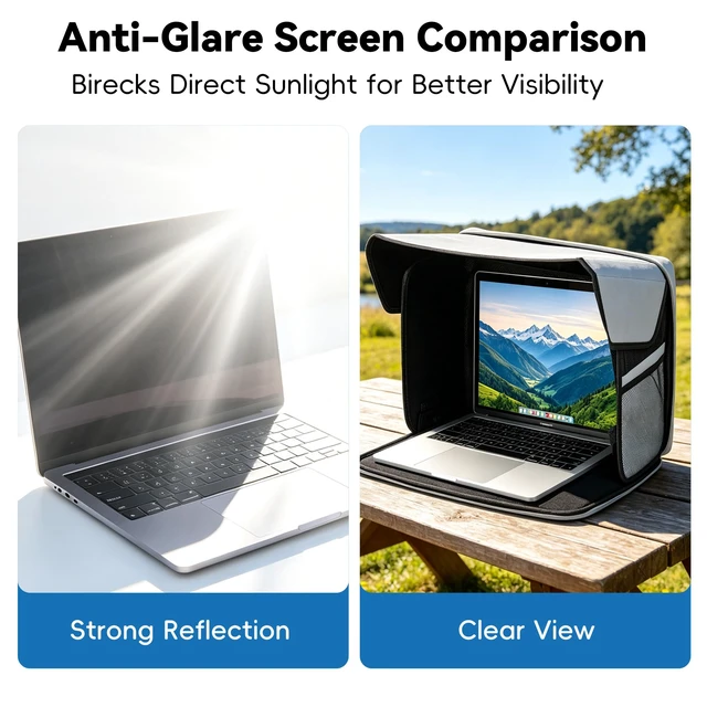 Alt view image 6 of 7 - Portable Laptop Sunshade 13-16 Inch, UV & Heat Protection UV-resistant and waterproof material, easy to carry, suitable for various use scenarios, (light gray)
