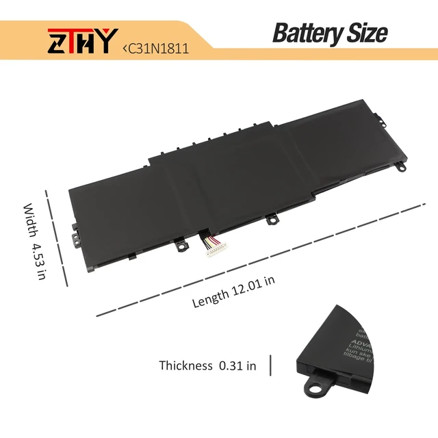 Alt view image 7 of 7 - 50Wh C31N1811 Laptop Battery Replacement for Asus ZenBook 14 UX433F UX433FA UX433FN RX433F RX433FA RX433FN BX433F BX433FN U4300F U4300FA U4300FN Deluxe13 Deluxe14 UX433FN-A6145T C31POJ5 C31PNJ5 11.55V