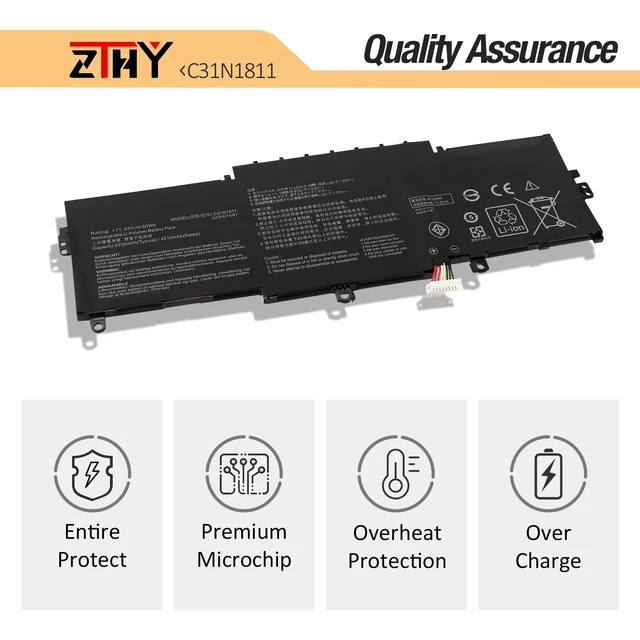 Alt view image 5 of 7 - 50Wh C31N1811 Laptop Battery Replacement for Asus ZenBook 14 UX433F UX433FA UX433FN RX433F RX433FA RX433FN BX433F BX433FN U4300F U4300FA U4300FN Deluxe13 Deluxe14 UX433FN-A6145T C31POJ5 C31PNJ5 11.55V