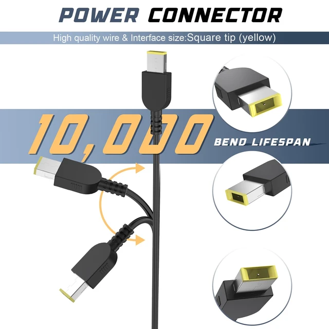 Alt view image 6 of 7 - 20V 3.25A 65W Rectangle USB Tip Laptop AC Adapter for Lenovo Thinkpad T470 T470S T460 E531 E570 E560 L470 L460 L440 T440 T450 T540P X270 X250 X240 Laptop Charger with Power Adapter