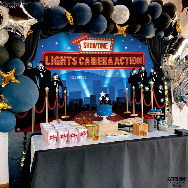 Alt view image 7 of 7 - Large Lights Camera Action Backdrop - 72x44 Inch Lights Camera Action Decorations Hollywood Theme Party Decorations Hollywood Backdrop for Oscar Party Decorations