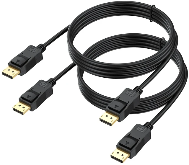 Main image of DisplayPort Cable 6FT 2-Pack, 4K@60Hz DP to DP Computer Monitor Cable Display Port Cord Support 2K 1440P@144Hz/165Hz, 1080P@120Hz, 3D, HDR for Gaming Monitor, Laptop, PC, AMD, NVIDIA