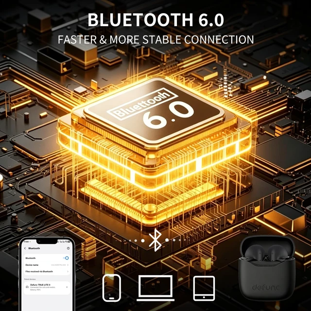 Alt view image 6 of 7 - True LITE II Wireless Earbuds Bluetooth 6.0, Semi in-Ear Headphones with ENC Clear Calls, Low Latency, 20H Playtime, IPX4 Waterproof, Comfortable Fit with AI App Support
