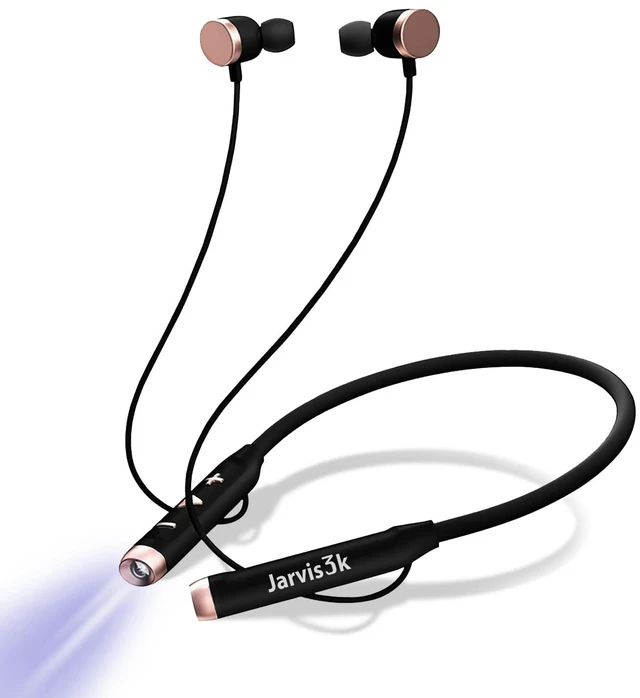 Main image of Flashlight Wireless Headphone Neckband Reading Light with Bluetooth Earbuds (Black)