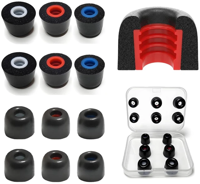 Main image of Memory Foam Replacement Earbud Tips, (4.0-5.5mm) with Threaded Grip Universal Sport Anti-Slip Ear Tip, Noise Isolating, Soft & Comfortable, Fits In-Ear Headphones, Storage Box