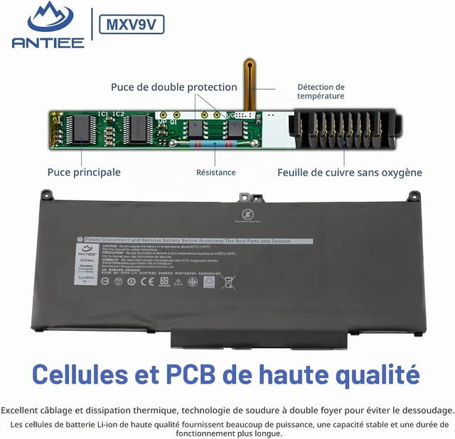 Alt view image 4 of 7 - MXV9V Battery for Dell Latitude 5300 5310 7300 7400 E5300 E5310 E7300 E7400 for Latitude 5300 5310 2-in-1,for inspiron 7300/7306 2-in-1 Black Series P96G P96G001 P97G P99G P100G 5VC2M 829MX 7.6V 60Wh