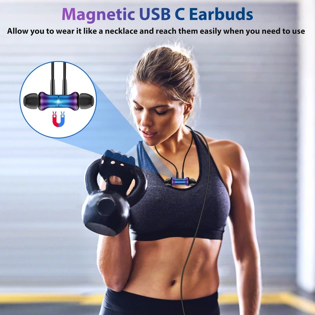 Alt view image 4 of 7 - USB C Headphones for iPhone 17 18 Pro Max/iPad Wired Earbuds Purple Magnetic HiFi Stereo Type-C in-Ear Earphone Remote & Mic for Samsung S26 Ultra S25 S24 Pixel 10 School for Chromebook Laptop