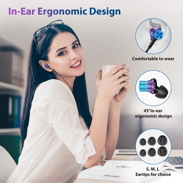 Alt view image 5 of 7 - USB C Headphones for iPhone 17 18 Pro Max/iPad Wired Earbuds Purple Magnetic HiFi Stereo Type-C in-Ear Earphone Remote & Mic for Samsung S26 Ultra S25 S24 Pixel 10 School for Chromebook Laptop