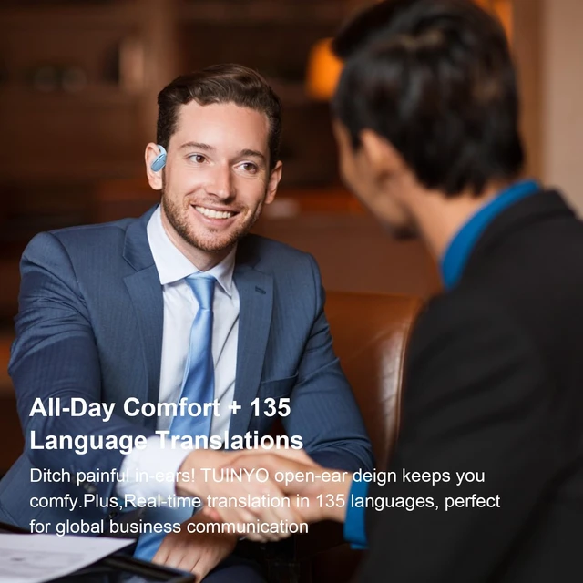 Alt view image 6 of 6 - Translation Earphones, Blue Instant real-time translation supporting 135 languages, IPX5 waterproof for travel and business