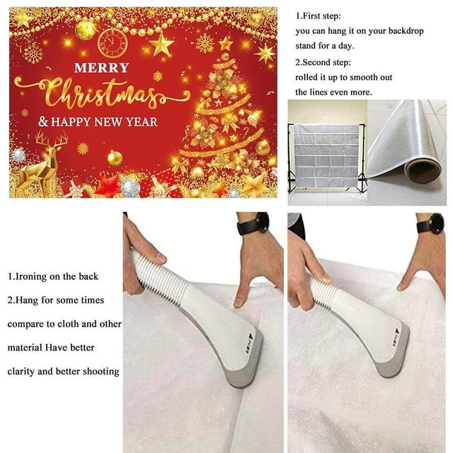 Alt view image 7 of 7 - Merry Christmas Backdrop 10x8FT Red and Gold Glitter Christmas Happy New Year Family Party Decorations Xmas Indoor Outdoor Holiday Winter Photography Supplies